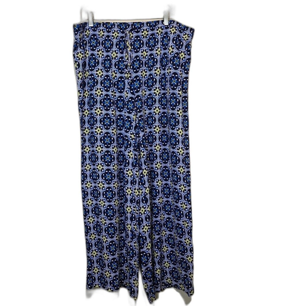 Crown & Ivy Wide Leg Palazzo Pants Geometric Beach Coastal Festival Size 2X